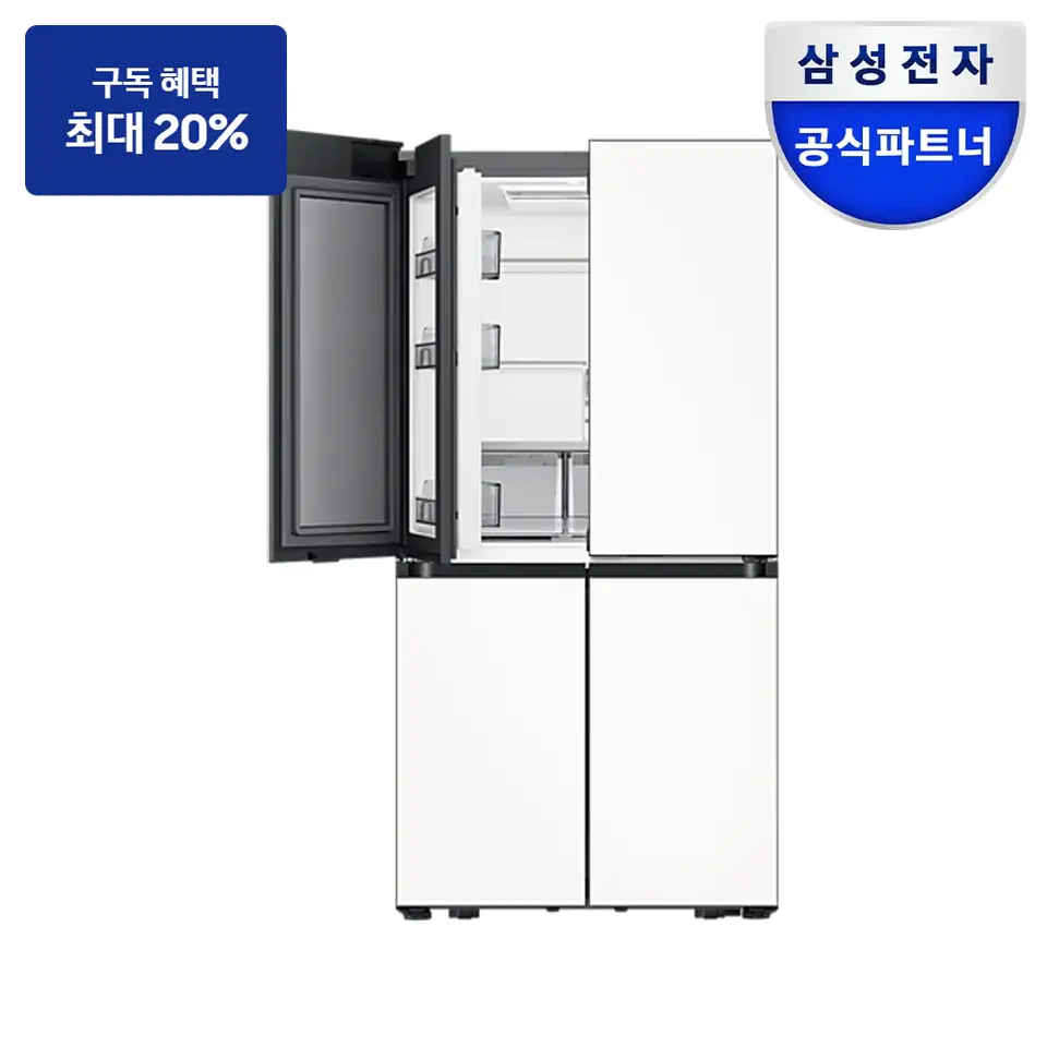 삼성 비스포크 AI 하이브리드 4도어 키친핏 Max 633L (푸드 쇼케이스) 냉장고 사진 · 모델 RM70F64M2X