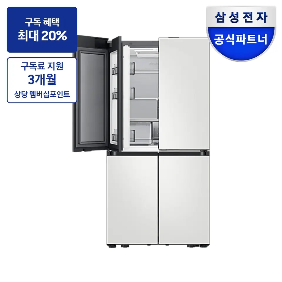 삼성 비스포크 AI 하이브리드 4도어 키친핏 Max 611L (푸드 쇼케이스) 냉장고 사진 · 모델 RM80F64L2A