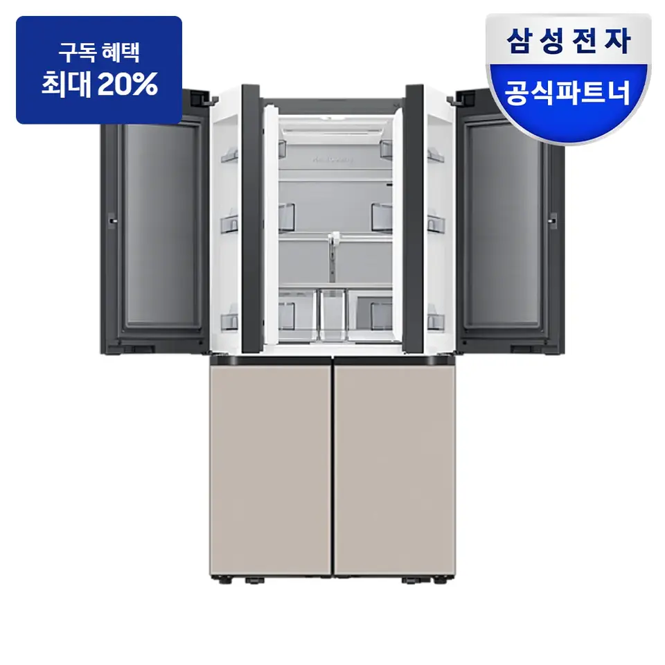 삼성 비스포크 AI 하이브리드 4도어 889L (오토오픈도어) 냉장고 사진 · 모델 RM80F91K1XJ