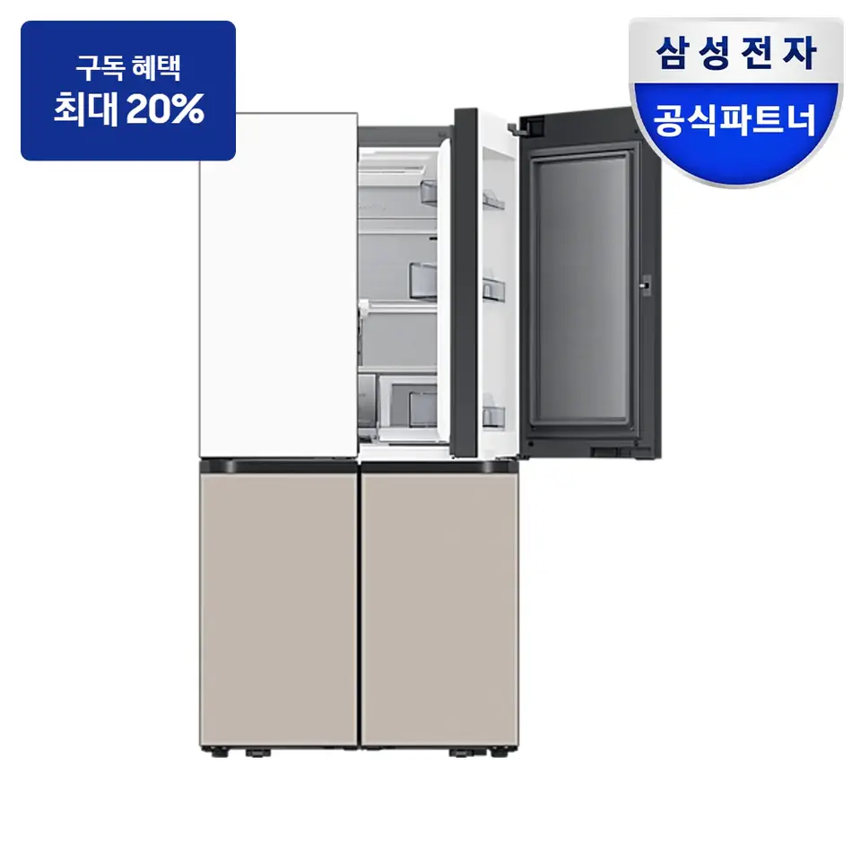 삼성 비스포크 AI 하이브리드 4도어 875L (오토오픈도어) 냉장고 사진 · 모델 RM80F91L1XJ