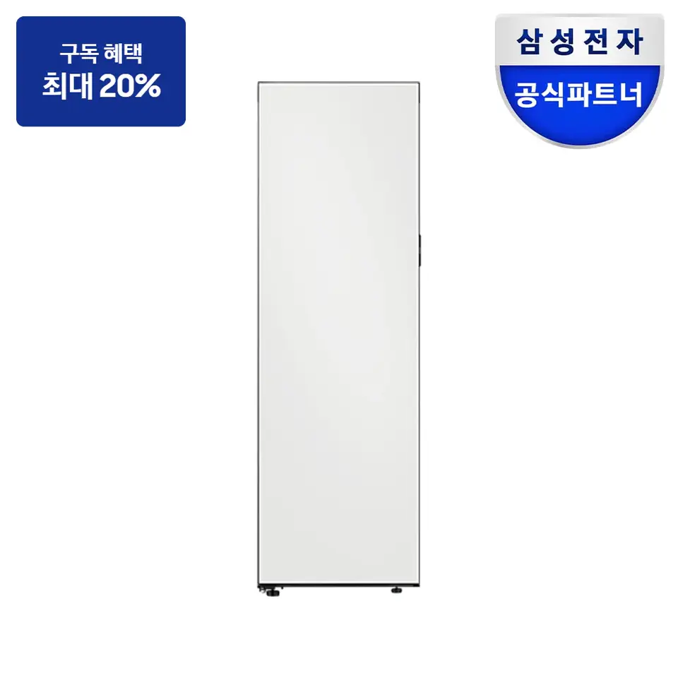 최대 혜택은 가입 조건에 따라 다르며, 구독료 지원은 대상 모델 최장 약정 기준 상당 멤버십포인트입니다. 삼성 비스포크 AI 냉장고 1도어 키친핏 409L (우열림, 냉장전용) 냉장고 사진 · 모델 RR40C7885AP01