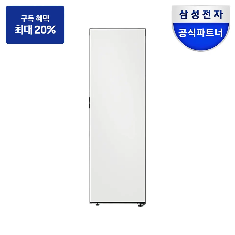 최대 혜택은 가입 조건에 따라 다르며, 구독료 지원은 대상 모델 최장 약정 기준 상당 멤버십포인트입니다. 삼성 비스포크 AI 냉장고 1도어 키친핏 409L (좌열림, 냉장전용) 냉장고 사진 · 모델 RR40C7985AP01