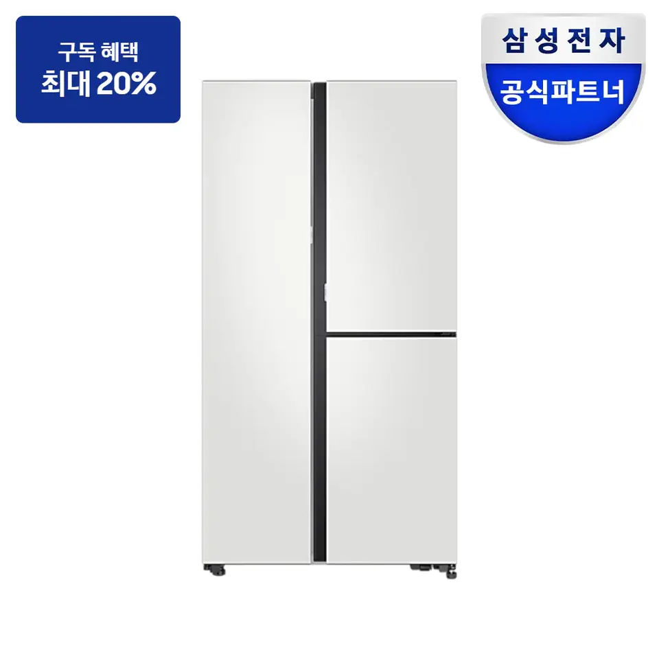 최대 혜택은 가입 조건에 따라 다르며, 구독료 지원은 대상 모델 최장 약정 기준 상당 멤버십포인트입니다. 삼성 비스포크 양문형 냉장고 846L (오토오픈도어) 냉장고 사진 · 모델 RS84DB5602CW