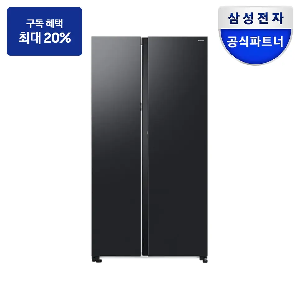 최대 혜택은 가입 조건에 따라 다르며, 구독료 지원은 대상 모델 최장 약정 기준 상당 멤버십포인트입니다. 삼성 양문형 냉장고 852L (오토오픈도어) 냉장고 사진 · 모델 RS84DG5202B4