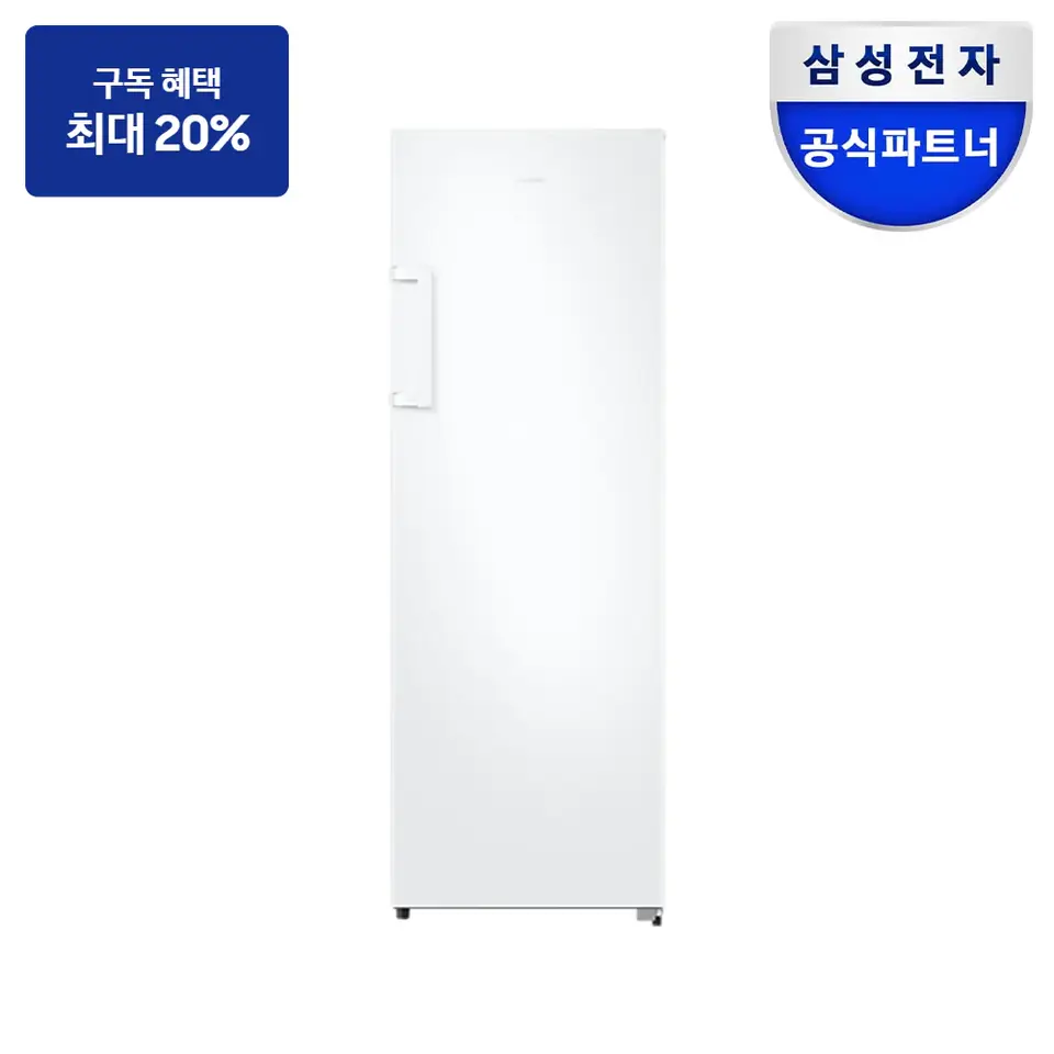 최대 혜택은 가입 조건에 따라 다르며, 구독료 지원은 대상 모델 최장 약정 기준 상당 멤버십포인트입니다. 삼성 냉동고 227L (냉동전용) 냉장고 사진 · 모델 RZ22CG4000WW